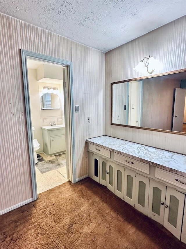 597 County Road 605, Angleton, TX 77515 - bathroom with vanity, a textured ceiling, and toilet