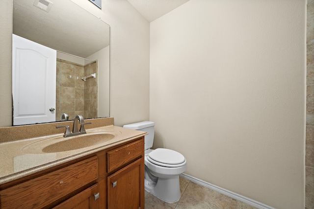 7234 Rambling Tree Ln, Richmond, TX 77407 - full bathroom featuring toilet, visible vents, walk in shower, tile patterned flooring, and vanity