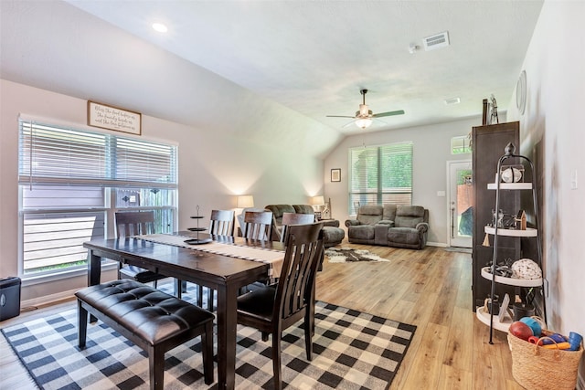 108 Alessandra Way, Huntsville, TX 77320 - dining room featuring ceiling fan, baseboards, visible vents, and light wood-style flooring