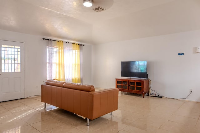 living area with visible vents