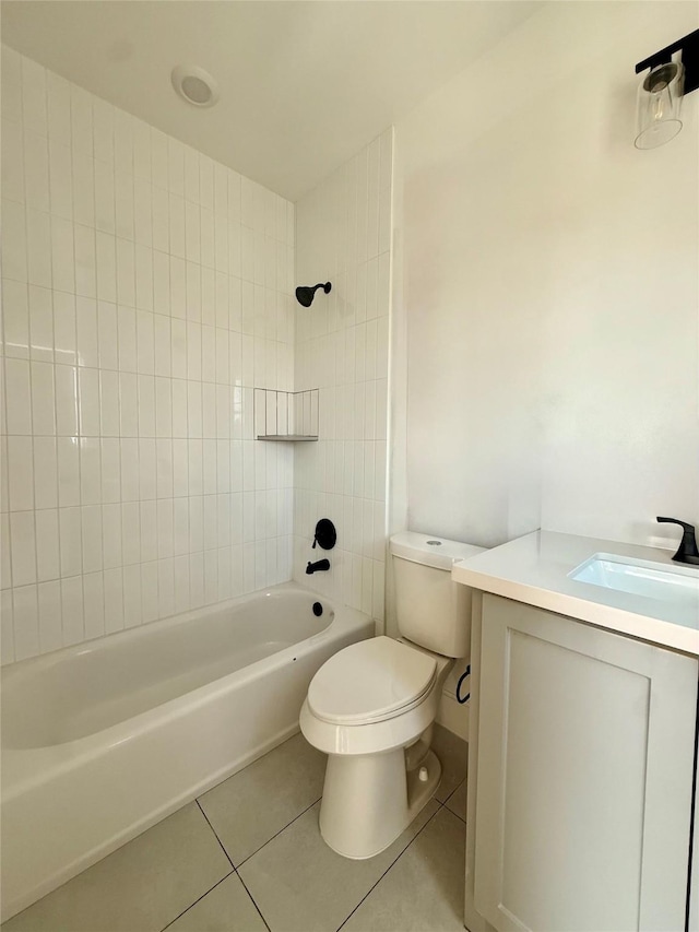 923 Fisher St Unit A, Houston, TX 77018 - bathroom featuring tile patterned flooring, toilet, vanity, and washtub / shower combination