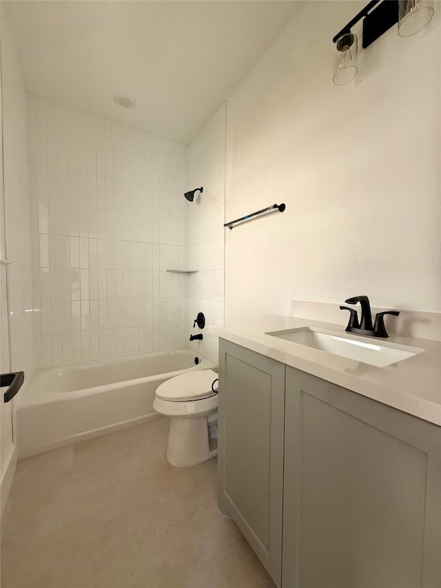 923 Fisher St Unit A, Houston, TX 77018 - bathroom featuring toilet, vanity,  shower combination, and tile patterned floors