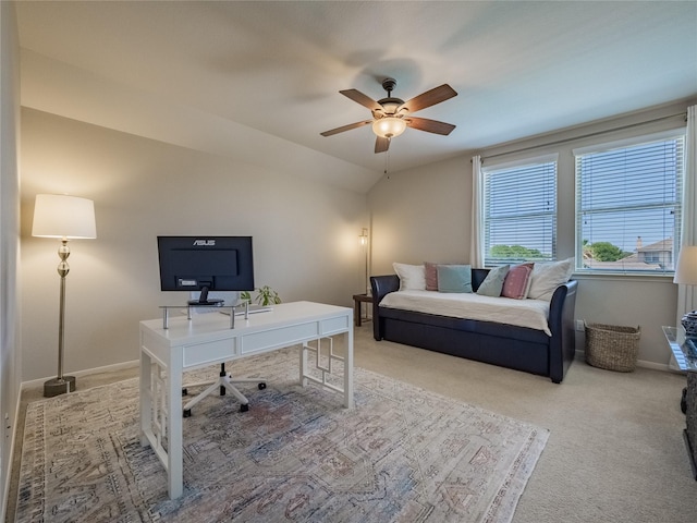 2560 Wild Oak Forest Ln, Seabrook, TX 77586 - bedroom featuring baseboards, a ceiling fan, and light colored carpet