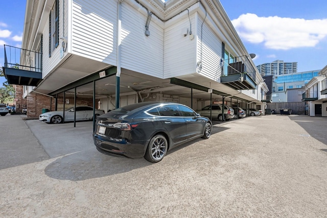 view of covered parking lot
