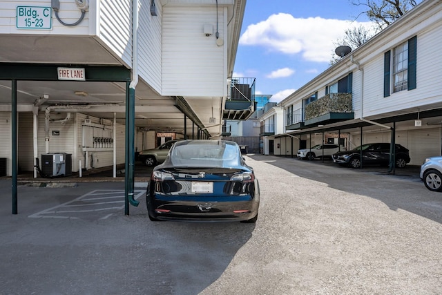 view of covered parking lot