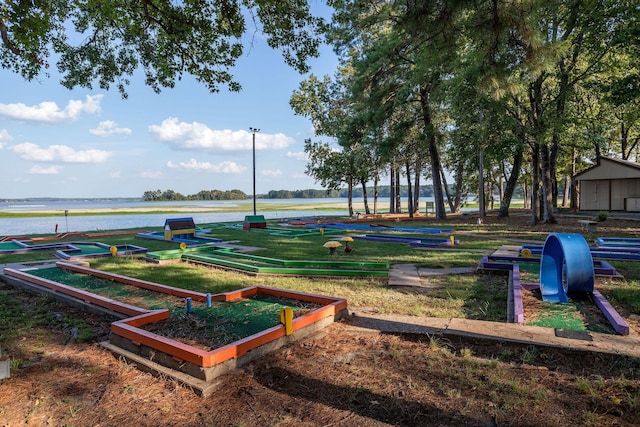 view of property's community with a water view