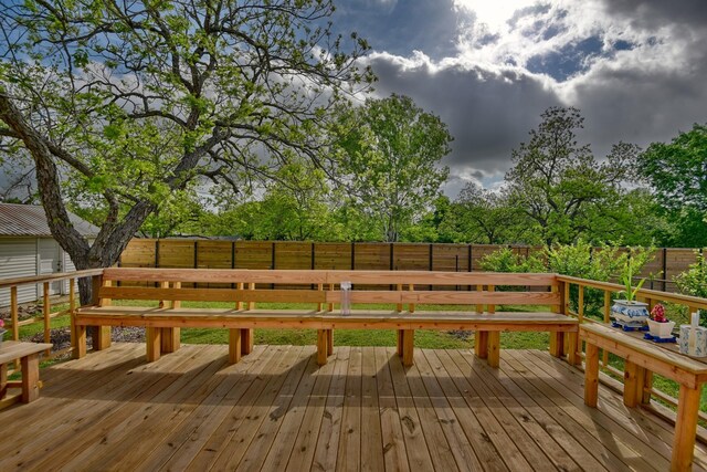 905 Clinton, Brenham, TX 77833 - wooden terrace with a fenced backyard