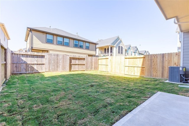 5546 Sallow Bay Ln, Fulshear, TX 77441 - view of yard featuring a patio area, a fenced backyard, and central air condition unit