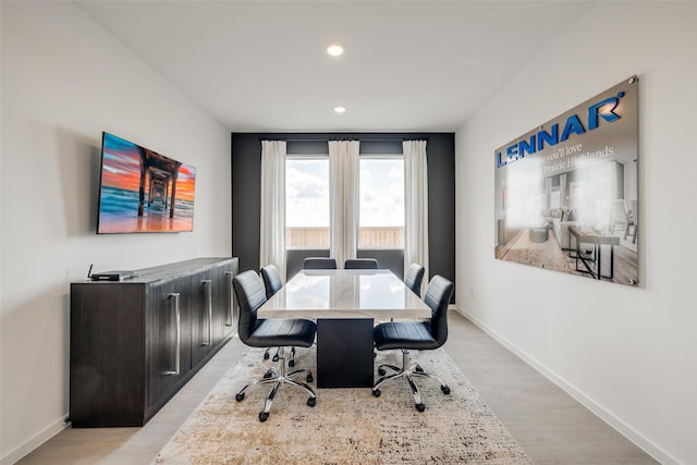 406 Robin St, Angleton, TX 77515 - dining area featuring baseboards, light wood-type flooring, and recessed lighting
