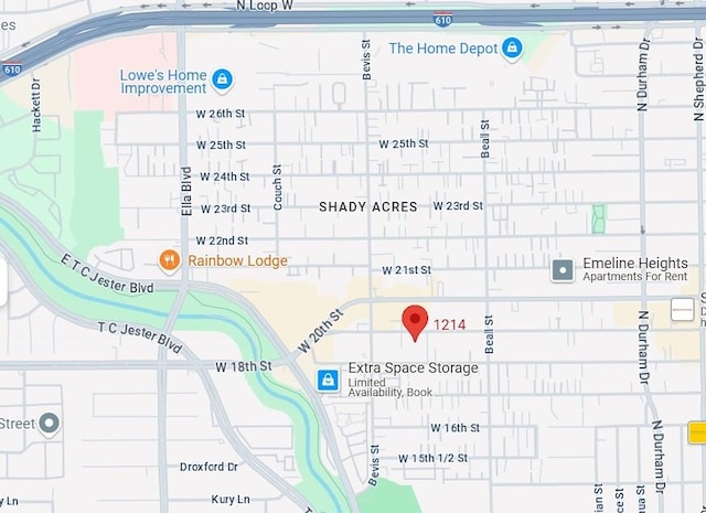 1214 W 19th St, Houston, TX 77008 - map of property with streets / nearby areas