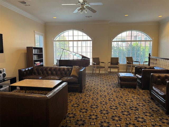 2111 Welch St Unit A219, Houston, TX 77019 - living room with visible vents, recessed lighting, and ceiling fan