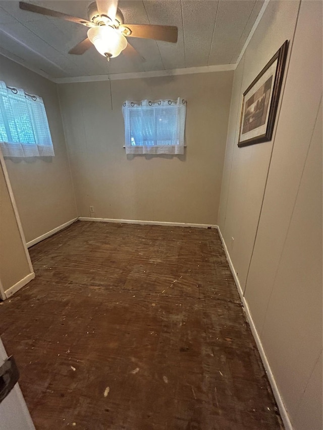 381 Lakeshore Dr, Cleveland, TX 77327 - empty room with ceiling fan, ornamental molding, and wood finished floors