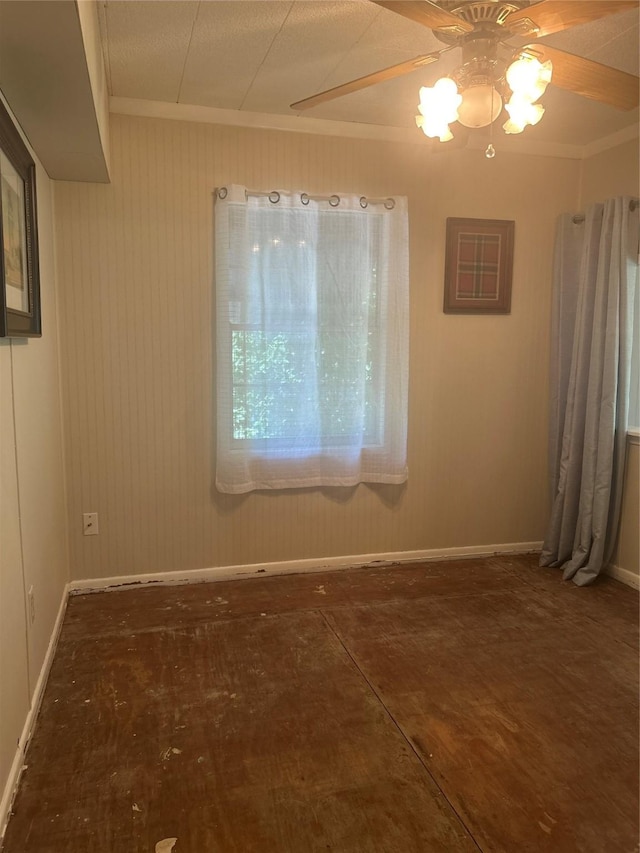 381 Lakeshore Dr, Cleveland, TX 77327 - empty room with a ceiling fan, baseboards, and crown molding