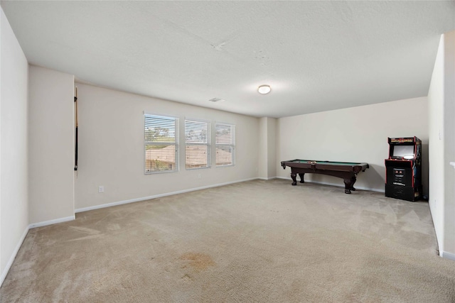 game room with carpet flooring, baseboards, and billiards