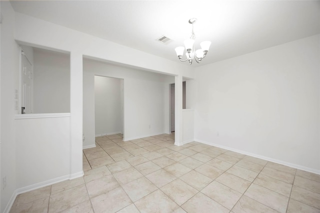 9939 Chimney Swift Ln, Conroe, TX 77385 - spare room featuring a chandelier and light tile patterned flooring
