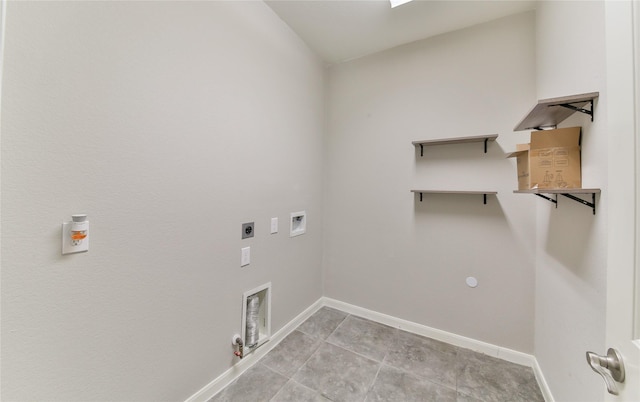 laundry room featuring hookup for a washing machine, hookup for an electric dryer, baseboards, gas dryer hookup, and laundry area