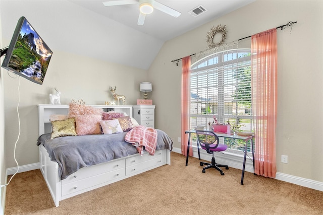7407 Tudor Heights Ln, Spring, TX 77379 - bedroom featuring carpet, lofted ceiling, and baseboards