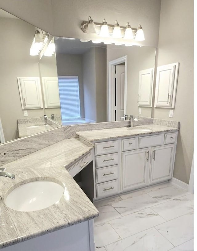 2711 Wollemi Pine Trl, Katy, TX 77493 - full bath with baseboards, marble finish floor, and vanity