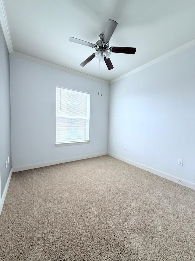 1010 Rosine St Unit 49, Houston, TX 77019 - carpeted empty room with ornamental molding, baseboards, and a ceiling fan