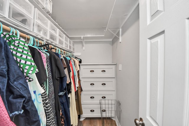 1561 Scharpe St, Houston, TX 77023 - walk in closet with dark wood-style flooring
