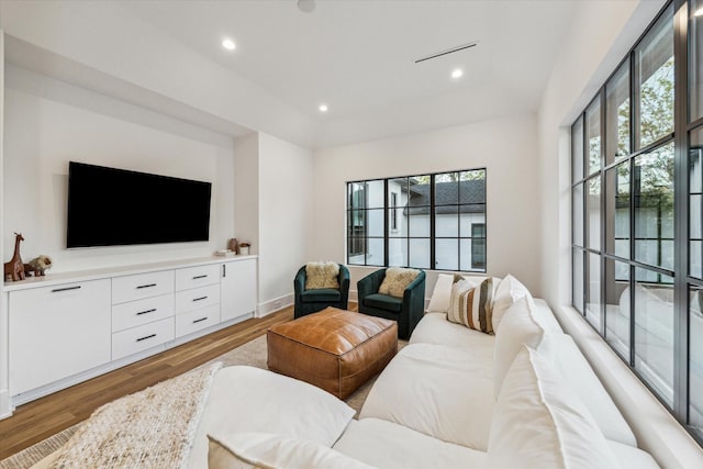 2926 Wroxton Rd, West University Place, TX 77005 - living room with light wood-style flooring, recessed lighting, and baseboards