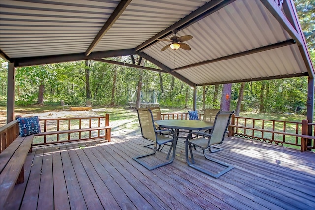 310 Karen Dr, Lufkin, TX 75901 - wooden deck featuring outdoor dining area and a ceiling fan