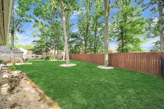 view of yard featuring a fenced backyard