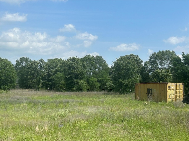 view of yard with a view of trees
