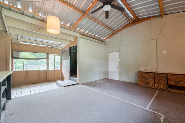 interior space featuring ceiling fan