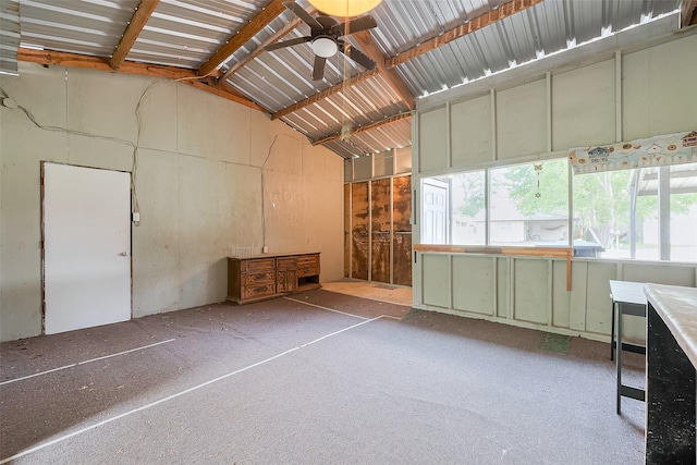 garage with a ceiling fan