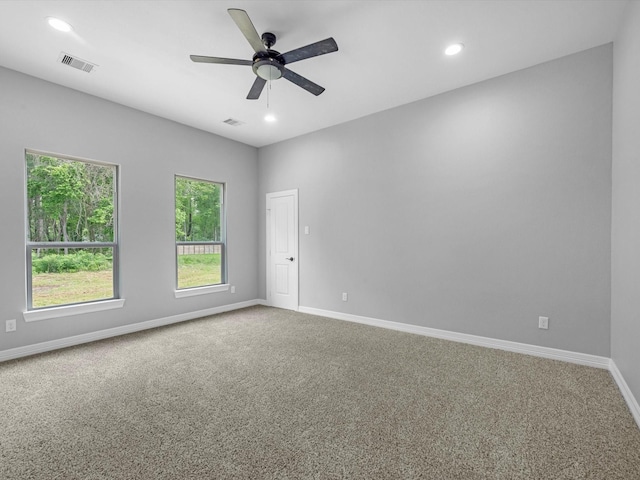 549 Rd 660, Dayton, TX 77535 - carpeted empty room featuring visible vents, a ceiling fan, baseboards, and recessed lighting