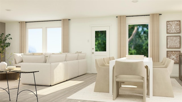 living room with light wood-type flooring