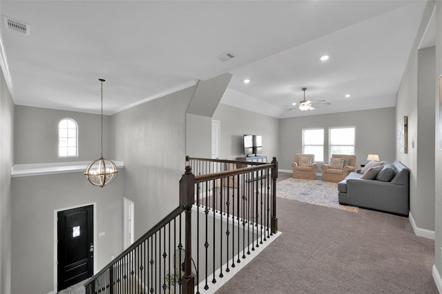 15534 Ponderosa Bend Dr, Cypress, TX 77429 - corridor featuring plenty of natural light, visible vents, and carpet