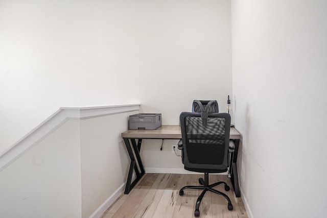 office area with light wood-type flooring
