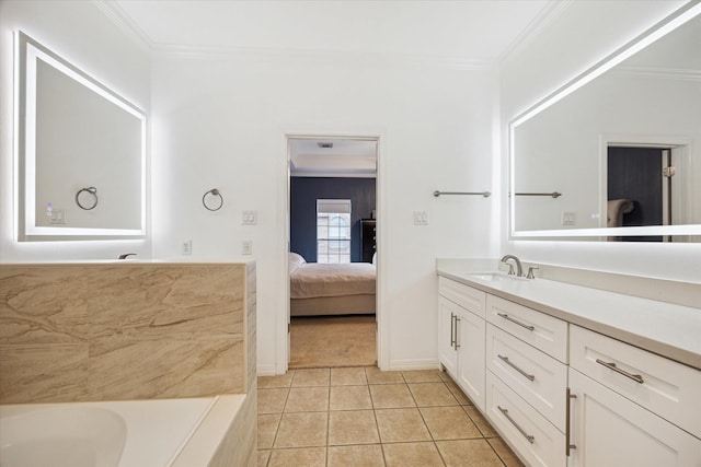 2842 Briarhurst Park, Houston, TX 77057 - full bathroom with ensuite bath, a washtub, and ornamental molding