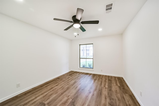 2742 Triway Ln, Houston, TX 77043 - spare room featuring a ceiling fan, visible vents, wood finished floors, baseboards, and recessed lighting