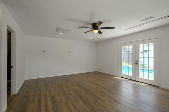 2742 Triway Ln, Houston, TX 77043 - empty room featuring baseboards, visible vents, dark wood-style floors, and french doors