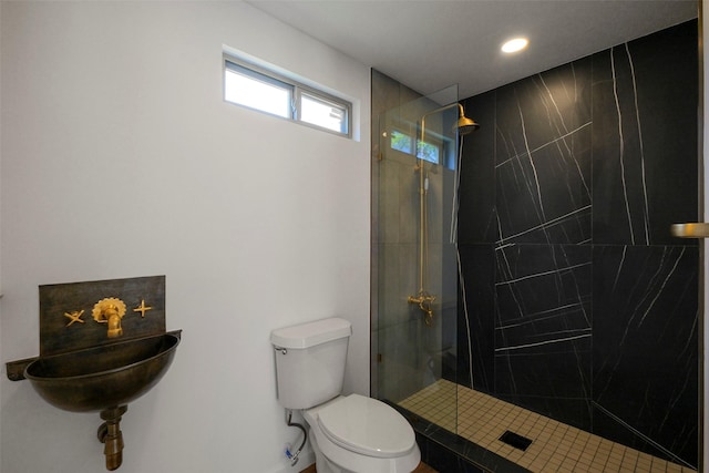 2742 Triway Ln, Houston, TX 77043 - full bath with recessed lighting, a walk in shower, and toilet