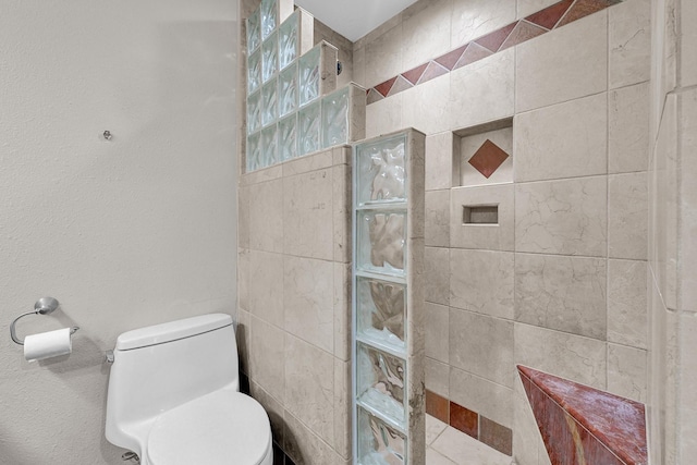 full bath with walk in shower and toilet