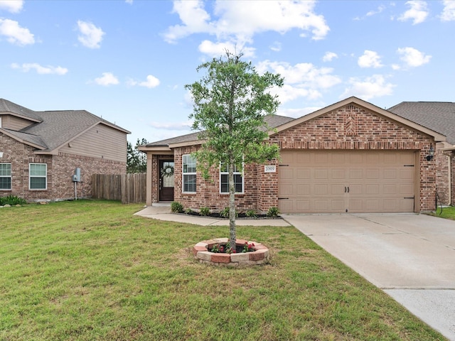 20819 Mount Bauer Dr, Hockley, TX 77447 - single story home featuring an attached garage, brick siding, fence, and driveway