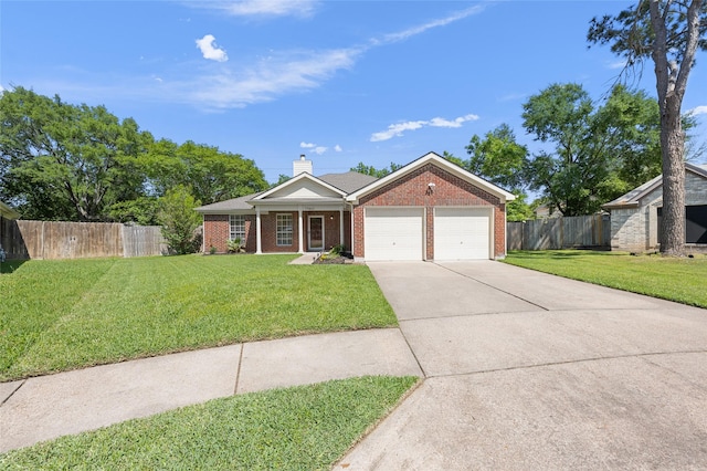 17402 Eastwood Cir, Houston, TX 77095 - view of front of property featuring brick siding, a garage, concrete driveway, and a chimney