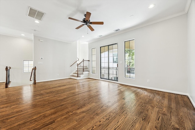 5308 Larkin St Unit B, Houston, TX 77007 - unfurnished living room featuring a healthy amount of sunlight, crown molding, and visible vents