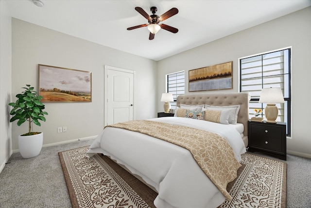 5308 Larkin St Unit B, Houston, TX 77007 - bedroom featuring a ceiling fan, baseboards, and carpet floors