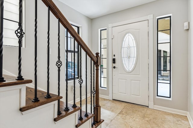 5308 Larkin St Unit B, Houston, TX 77007 - entryway featuring baseboards, a wealth of natural light, and stairs