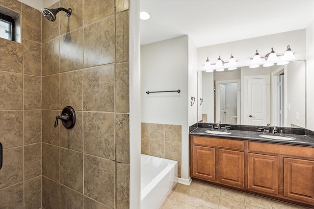 5308 Larkin St Unit B, Houston, TX 77007 - full bath featuring a bath, a sink, double vanity, and tiled shower
