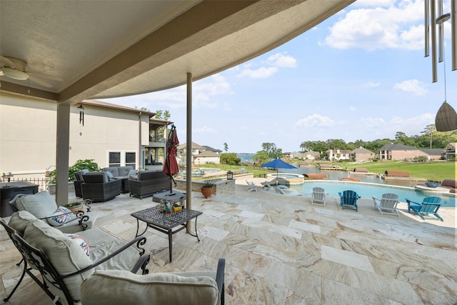 18762 Grand Harbor Pt, Montgomery, TX 77356 - view of patio featuring an outdoor hangout area and a pool with connected hot tub