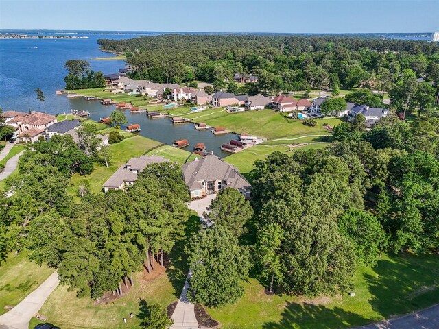 18762 Grand Harbor Pt, Montgomery, TX 77356 - aerial view of property's location with a large body of water, nearby suburban area, and a forest