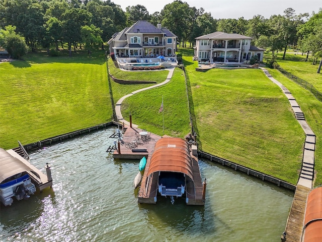18762 Grand Harbor Pt, Montgomery, TX 77356 - dock area with a water view and a yard