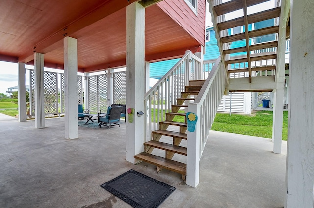3346 Pirates Cv, Crystal Beach, TX 77650 - view of patio with stairs