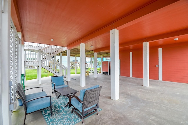3346 Pirates Cv, Crystal Beach, TX 77650 - view of patio / terrace featuring stairs